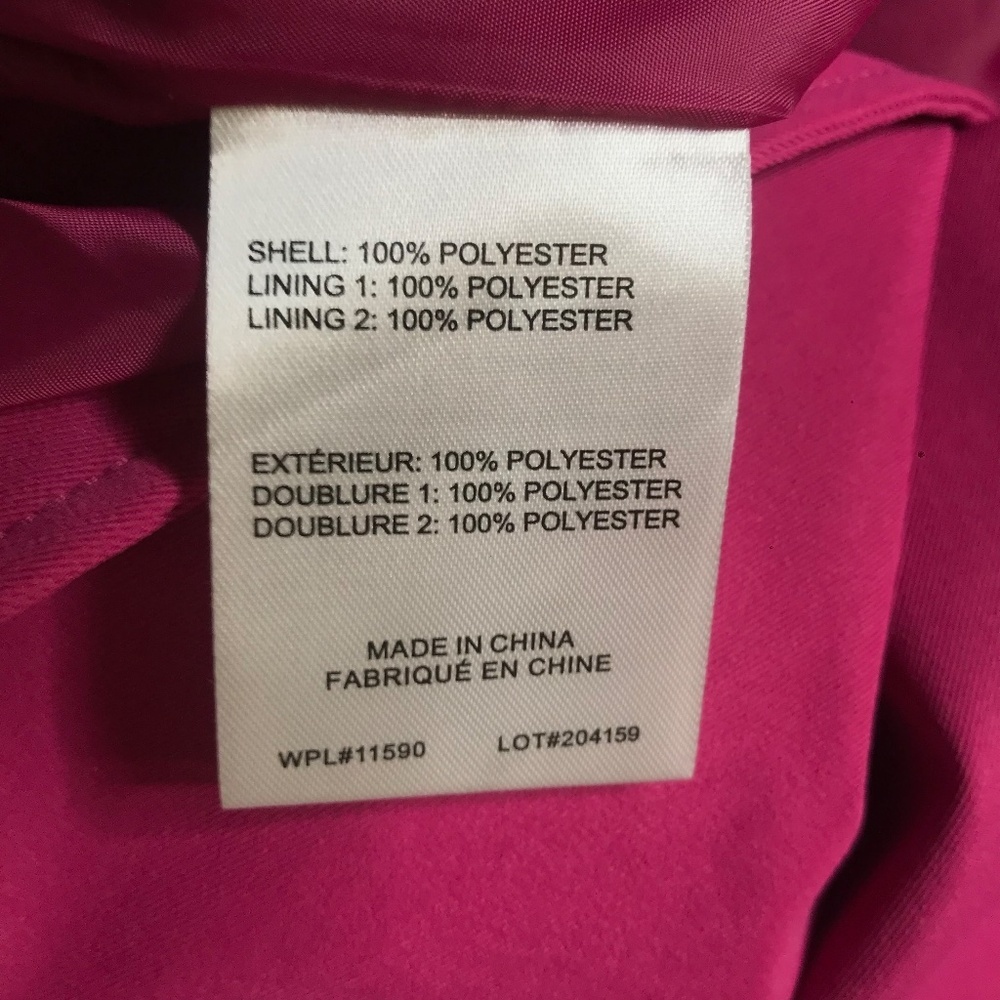 New Bright Pink Double-Breasted Trench Coat w/ Striped Lining – Women’s Small - Picture 11 of 12
